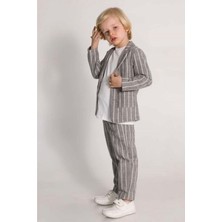 Dmb Ceketli 3 Lü Erkek Çocuk Takım Elbise Keten Pamuklu Ceket Pantalon Tişört