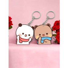ADA 3D Dudu Bubu Panda Ayıcık Çift Anahtarlık Seti Sevgiliye Özel Hediye Çanta Süsü