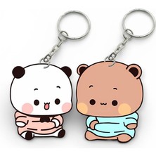 ADA 3D Dudu Bubu Panda Ayıcık Çift Anahtarlık Seti Sevgiliye Özel Hediye Çanta Süsü