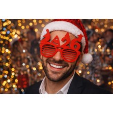 Mir Store 2026 Yılbaşı Gözlüğü 2’li Set – Kırmızı Yeni Yıl Parti Gözlüğü & Fotoğraf Aksesuarı