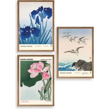 Durukar Vazodaki Çiçekler Üçlü Ahşap Çerçeveli Tablo 23 x 30