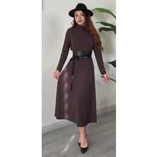 Şamdan Kemer Detaylı Triko Elbise