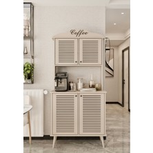 Enwood Avior Kahve Köşesi Kumtaşı Mdf Kapaklı Raflı 90 cm