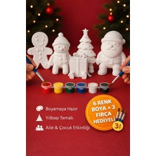 Printella Yılbaşı Temalı 5’li Boyama Seti | 6 Renk Boya + 3 Fırça Hediyeli Eğlenceli Aktivite