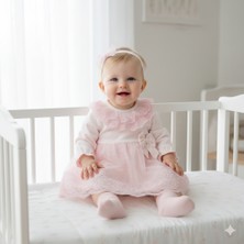 Miniday Baby Kız Bebek Elbisesi Bandanalı Dantel Yaka Detaylı