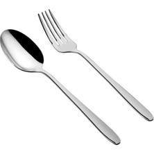 Özlife Defne Yemek Kaşık Çatal - 12 Li Yemek Kaşığı ve Çatalı Paslanmaz Çelik