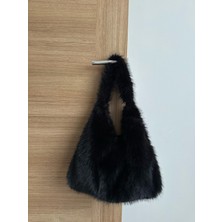 Mute Bag Fluffy Mellow Black Tote Kadın Peluş Omuz Çantası (28*44)