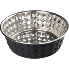 Oripet Elmas Desen Siyah Çelik Mama Kabı 17.5cm