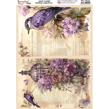 E Hobici Pirinç Dekopaj Kağıdı 30X42CM PT-1849 Kuş Çiçek