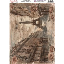E Hobici Pirinç Dekopaj Kağıdı 30X42CM PT-2178 Eyfel Kulesi Paris