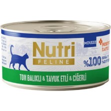 Nutri Feline Ton, Tavuk ve Ciğerli Probiyotikli Tahılsız Kedi Konservesi 70 gr