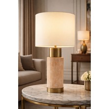 Montdekor El Yapımı Mermer Taşlı Bronz Abajur