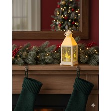 Dodomar 25 cm – Yılbaşı Fener Ledli Aynalı Beyaz Dekoratif Işıklı Fener