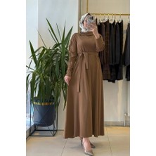 Misswhence 38803 Fermuar Detaylı Elbise Camel