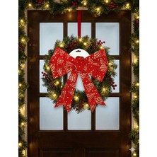 Dodomar 35 cm – Yılbaşı Fiyonk Kadife Simli Baskılı Kırmızı Varaklı Ağaç Dekoru