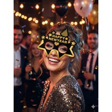 Dodomar Pvc Kaplı Siyah Yıldızlı Yılbaşı Gözlüğü Eğlenceli Parti Kutlama Aksesuarı