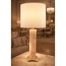 Montdekor El Yapımı Mermer Taşlı Bronz Abajur (65 cm yükseklik)