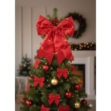 Dodomar 25 cm – Yılbaşı Fiyonk Saten Parlak Kırmızı Ağaç Dekoru Dekoratif Fiyonk