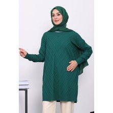 İmaj Butik Zümrüt Yeşili Soğuk İplik Merserize Triko Tunik