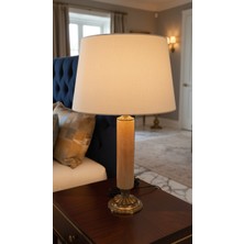 Montdekor El Yapımı Mermer Taşlı Bronz Abajur