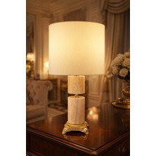 Montdekor El Yapımı Mermer Taşlı Bronz Abajur (60 cm yükseklik)