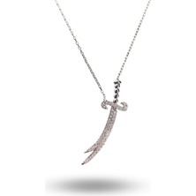 925 Ayar Gümüş Zirkon Taşlı Zülfikar Kılc Kadın Kolye Doğum Günü Hediye