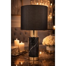 Montdekor El Yapımı Mermer Taşlı Bronz Abajur