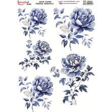 E Hobici Pirinç Dekopaj Kağıdı 30X42CM PT-1642 Mavi Çiçekler