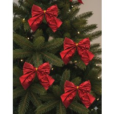 Dodomar 10 cm – Yılbaşı Fiyonk Saten Parlak Kırmızı 4 Parça Set Ağaç Dekoru