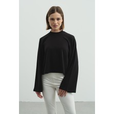 C&city Oversize Basic Kısa Sweatshirt 981 Siyah