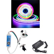 Powerr Led Aydınlatma 5 Metre 12V 12MM Iç Mekan 432 Pixel Cob Ledli SP621 Bluetooth Cep Telefonundan Kumandalı 5A Plastik Adaptörlü Set