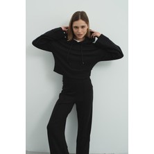 C&city Pure Touch Kapüşonlu Sweat CC7004 Siyah