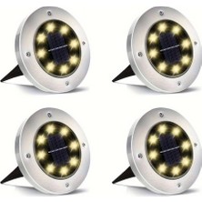 Aykn Solar Güneş Enerjili 8 Ledli Kazıklı Çim Zemin Bahçe Aydınlatması 4 Lü Set (485O0)