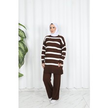 Nisum Moda Çizgili Triko Pantolonlu Takım