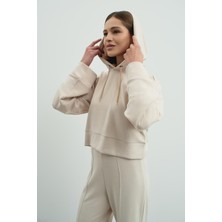 C&city Pure Touch Kapüşonlu Sweat CC7004 Bej