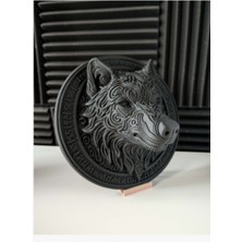 Kurt Rölyef Biblo Duvar Dekoratif Obje 24 cm Çap 13 cm Yükseklik 3D Baskı Pla Plastik Siyah