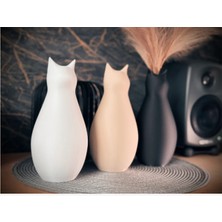 Kedi Siluet Vazo Dekoratif Obje 20 cm 3D Pla Plastik