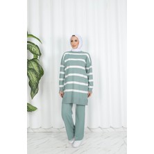 Nisum Moda Çizgili Triko Pantolonlu Takım