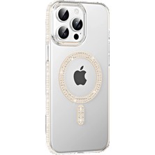 Apple iPhone 15 Pro Max Move Taşlı Magsafe Kapak - Pembe