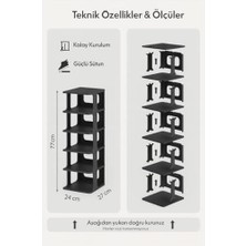 Siyah 5 Katlı – Plastik Çok Katlı Ayakkabı Düzenleyici, Portatif ve Dayanıklı Ayakkabı Rafı, Kolay Kurulum – 77X27X24 cm