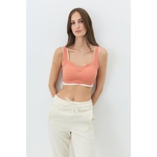 C&city Balensiz Dikişsiz Lazer Kesim Sütyen Çıkarılabilir Pedli 1018 Mercan