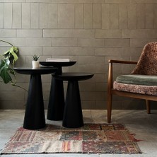 Fagus Wood 3'lü Zigon Mantar Sehpa Mushroom | Masif Ahşap Modern Yan Sehpa Takımı