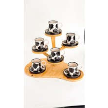 Bilge Seramik43 6’lı Takım El Yapımı Inekli Kazan Seramik Kahve Fincanı, Kahve Fincanı