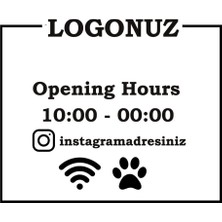 Cafe Logolu Bilgilendirme Stickerı Vitrin Dış Cephe Kış Bahçesi Wifi Instagram Pet Dostu