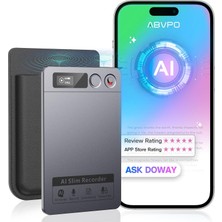 Abvpo Aı Ses Kayıt Cihazı | 64GB | Gpt Destekli Yazıya Dökme & Özetleme | 152 Dil | Gürültü Engelleme
