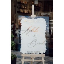 Düğün, Nişan, Henna Night, Doğum Günü  Şeffaf Pleksi El Boyaması ve Stickerlı Karşılama Panosu 50X70