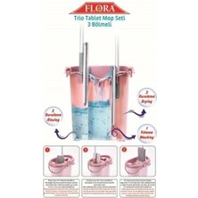 Mena Store Flora F404 Trio Tablet Mikrofiber Mop Seti 3 Bölmeli Ergonomik Tasarımlı Kullanım Kolaylığı ile