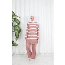 Nisum Moda Çizgili Triko Pantolonlu Takım