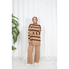 Nisum Moda Çizgili Triko Pantolonlu Takım