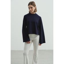 C&city Oversize Basic Kısa Sweatshirt 981 Lacivert